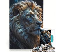 Puzzle per adulti da 1000 pezzi con maestoso leone e sfondo stellato gioco impossibile migliora la memoria con pezzi a incastro di forma casuale 38x26cm