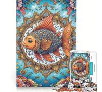 Puzzle per adulti da 1000 pezzi con mandala di pesci marini gioco pratico difficile e stimolante ideale come regalo per tutta la famiglia 50x75cm