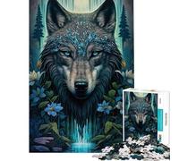 Puzzle per adulti da 1000 pezzi con mandala di un lupo nella giungla sfida educativa corsa a tempo gioco impossibile per ragazzi dai 14 anni in su (38x52cm)