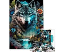 Puzzle per adulti da 1000 pezzi con mandala e lupo della giungla gioco di logica e analisi per tutta la famiglia compleanno e Natale (dimensioni 38x26cm)