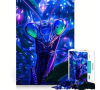 Puzzle per adulti da 1000 pezzi con mantide religiosa blu in primo piano,taglio perfetto Divertimento,stimola la mente,gioco per il tempo libero,decorazione natalizia 38x52cm