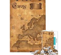 Puzzle per adulti da 1000 pezzi con mappa antica dell'Europa gioco di assemblaggio per adulti decorazione da parete attività interattive genitore-figlio (dimensioni 38x52cm)