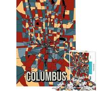 Puzzle per adulti da 1000 pezzi con mappa della città di Columbus Ohio sfida per l'intelligenza e il cervello giocattolo avvincente gioco pratico difficile regalo di compleanno (dimensioni 38x52cm)
