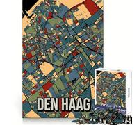 Puzzle per adulti da 1000 pezzi con mappa della città di L'Aia,Paesi Bassi,dai bordi netti,gioco per esercitare la mente,divertimento a ritmo lento,regalo di compleanno,hobby (38x26cm)
