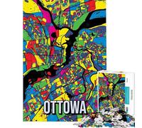 Puzzle per adulti da 1000 pezzi con mappa della città di Ottawa in stile Pop Art sfida per l'intelligenza gioco avvincente rilassante da assemblare (dimensioni 38x52cm)