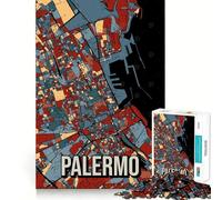 Puzzle per adulti da 1000 pezzi con mappa della città di Palermo,Italia e Sicilia Incastro perfetto,decorazione,gioco di logica,abilità,divertimento,gioco di compleanno,regalo (50x75cm)