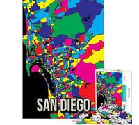 Puzzle per adulti da 1000 pezzi con mappa della città di San Diego in stile pop art Gioco rilassante e stimolante ideale come regalo di compleanno Sfida impegnativa (dimensioni 38x26cm)