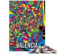 Puzzle per adulti da 1000 pezzi con mappa della città di Valencia in stile Pop Art ideale per passare il tempo in casa per compleanni Natale (75x50cm/1000 pezzi)