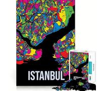 Puzzle per adulti da 1000 pezzi con mappa di Istanbul,Turchia e arte urbana Gioco di precisione,divertente e stimolante per la mente compleanno (50x75cm)