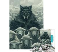Puzzle per adulti da 1000 pezzi con maschera da lupo e capo delle pecore Puzzle da 1000 pezzi per la decorazione della casa antistress divertimento in famiglia e serate di gioco (38x26cm)