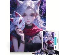 Puzzle per adulti da 1000 pezzi con maschera da volpe in stile anime,gioco di logica con bordi lisci e taglio di precisione,regalo perfetto per riunioni di famiglia (38x52cm)