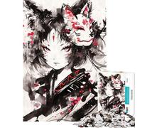 Puzzle per adulti da 1000 pezzi con maschera di volpe Nekomimi Kitsune Un gioco interattivo un'opera d'arte compleanno e Natale (dimensioni 50x75cm)