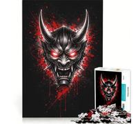 Puzzle per adulti da 1000 pezzi con maschera Oni e inchiostro di sangue, decorazione da parete, oggetto d'arredo, con pezzi di forma casuale completamente ad incastro 38x52cm