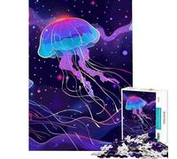 Puzzle per adulti da 1000 pezzi con meduse cosmiche al neon Sfida educativa difficile divertente gioco per ragazzi dai 14 anni in su (38x26cm)