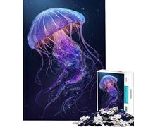 Puzzle per adulti da 1000 pezzi con meduse fluorescenti in un mare blu profondo gioco educativo e rompicapo ideale come regalo di compleanno per uomini e donne (dimensioni 38x52cm)