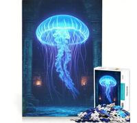 Puzzle per adulti da 1000 pezzi con meduse luminose tra le rovine, gioco interattivo, taglio di precisione, regalo di compleanno o per occasioni speciali 50x75cm