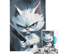 Puzzle per adulti da 1000 pezzi con meme del gatto assassino e coltello gioco rompicapo sfida per l'intelligenza giocattolo avvincente ottimo regalo un'opera d'arte (dimensioni 38x52cm)