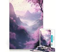 Puzzle per adulti da 1000 pezzi con montagna e valle in fiore di ciliegio,disegno finemente intagliato,gioco stimolante per la mente,gioco rilassante,regalo di Natale (50x75cm)
