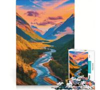 Puzzle per adulti da 1000 pezzi con montagna fiume e tramonto gioco impossibile migliora la memoria con pezzi di forma casuale completamente ad incastro 50x75cm