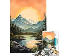 Puzzle per adulti da 1000 pezzi con montagna lago e tramonto Aiuta a stimolare la mente e ad apprendere Gioco educativo rompicapo per maggiori di 14 anni 50x75cm