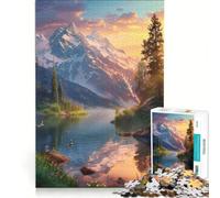 Puzzle per adulti da 1000 pezzi con montagna lago e tramonto gioco educativo decorazione perfetta ogni pezzo è unico 38x52cm
