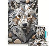 Puzzle per adulti da 1000 pezzi con mosaico di pietra raffigurante una testa di lupo gioco educativo divertente e spiritoso ideale come decorazione da scrivania 50x75cm
