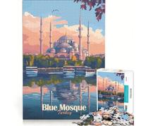 Puzzle per adulti da 1000 pezzi con moschea blu in Turchia, gioco rilassante, sfida impegnativa, per rafforzare l'amore tra le coppie 38x52cm