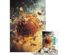 Puzzle per adulti da 1000 pezzi con motivo a esplosione di pallacanestro giocattolo antistress difficile ideale come regalo di compleanno (dimensioni 38x52cm)