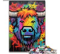 Puzzle per adulti da 1000 pezzi con motivo a graffiti raffigurante uno yak. Puzzle per adulti da 1000 pezzi, un regalo perfetto per il divertimento in famiglia (dimensioni 50x75cm).