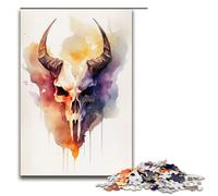 Puzzle per adulti da 1000 pezzi con motivo a teschio di orco ad acquerello assemblaggio per aiutare il cervello a esercitare i giocattoli avvincenti per coltivare la pazienza 75x50 cm