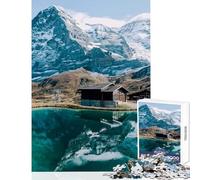 Puzzle per adulti da 1000 pezzi con motivo Alpi svizzere montagna lago e riflesso Gioco pratico da 1000 pezzi ideale come regalo o passatempo durante le vacanze a casa (38x26cm)
