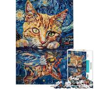 Puzzle per adulti da 1000 pezzi con motivo astratto di un gatto triste e ombre ideale per decorare la parete Regalo perfetto per donne amici e familiari (dimensioni: 38x26cm)