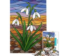 Puzzle per adulti da 1000 pezzi con motivo bucaneve e fiori in vetro colorato gioco educativo e rompicapo ideale come regalo di compleanno per uomini e donne (dimensioni 50x75cm)