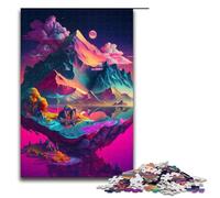 Puzzle per adulti da 1000 pezzi con motivo di montagna di pietra colorata, aiuta il cervello a esercitare i giocattoli avvincenti per coltivare la pazienza, 1000 pezzi