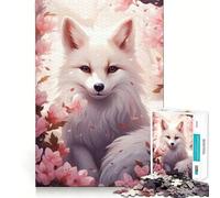 Puzzle per adulti da 1000 pezzi con motivo fiori di ciliegio e volpe bianca,taglio preciso,divertente gioco di problem solving,svago,regalo di compleanno (38x26cm)