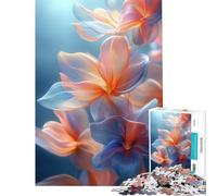 Puzzle per adulti da 1000 pezzi con motivo floreale astratto nei toni del blu e dell'arancione gioco educativo stimolante per l'intelletto ideale come regalo di Babbo Natale segreto o antistress