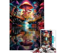 Puzzle per adulti da 1000 pezzi con motivo foresta di funghi e riflessi Un gioco interattivo un'opera d'arte compleanno e Natale (dimensioni 38x26cm)