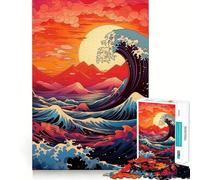 Puzzle per adulti da 1000 pezzi con motivo "Grande onda al tramonto",bordo premium,puzzle logico,gioco per il tempo libero,divertimento,decorazione natalizia (38x26cm)