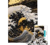 Puzzle per adulti da 1000 pezzi con motivo "Grande Onda" e arte marmorizzata Un gioco pratico e stimolante ideale come regalo per tutta la famiglia (dimensioni: 38x26cm)