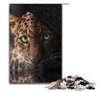 Puzzle per adulti da 1000 pezzi con motivo leopardo dagli occhi verdi modello da assemblare aiuta il cervello a esercitare i giocattoli avvincenti per coltivare la pazienza 75x50 cm