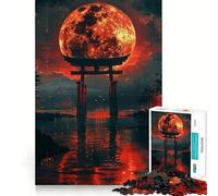 Puzzle per adulti da 1000 pezzi con motivo Luna di Sangue Torii e incastro perfetto,ideale come gioco di concentrazione,per rilassarsi o come regalo di compleanno 38x52cm