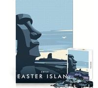 Puzzle per adulti da 1000 pezzi con motivo Moai dell'Isola di Pasqua,bordo senza giunture,gioco di risoluzione di problemi,divertimento e svago,scena natalizia (38x26cm)