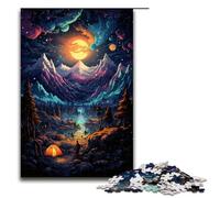 Puzzle per adulti da 1000 pezzi con motivo psichedelico colorato modello di campeggio spaziale assemblaggio aiuta il cervello a esercitare i giocattoli avvincenti per coltivare la pazienza 75x50 cm