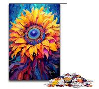 Puzzle per adulti da 1000 pezzi con motivo psichedelico di girasoli colorati modello da assemblare aiuta il cervello a esercitare i giocattoli avvincenti per coltivare la pazienza 75x50 cm