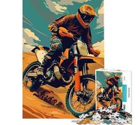 Puzzle per adulti da 1000 pezzi con motocross e dune di sabbia Aiuta ad allenare la mente è un giocattolo divertente e spiritoso perfetto per decorare le pareti Adatto a partire dai 14 anni 38x52cm