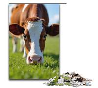 Puzzle per adulti da 1000 pezzi con mucca che mangia erba puzzle divertenti per famiglie gioco per famiglie antistress sfida difficile puzzle da 1000 pezzi (38x26 cm)