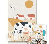 Puzzle per adulti da 1000 pezzi con mucca nella fattoria,taglio liscio,gioco creativo per la mente,divertimento per il tempo libero,regalo di Natale rilassante (38x52cm)