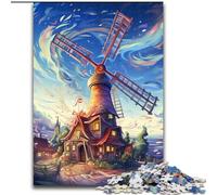 Puzzle per adulti da 1000 pezzi con mulini a vento colorati, in cartone, dal design intricato per adolescenti, decorazioni fai da te e divertimento che stimola il cervello, 1000 pezzi(26x38cm)