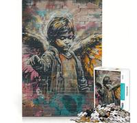 Puzzle per adulti da 1000 pezzi con murale di angeli e graffiti, gioco pratico, ideale per passare il tempo durante le vacanze a casa e per rafforzare l'amore di coppia 38x52cm