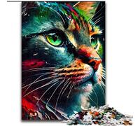 Puzzle per adulti da 1000 pezzi con muso di gatto dai colori vivaci in legno regalo perfetto per bambini dai 14 anni in su 50x75cm attività divertente per famiglie sfida per la mente regalo perfetto